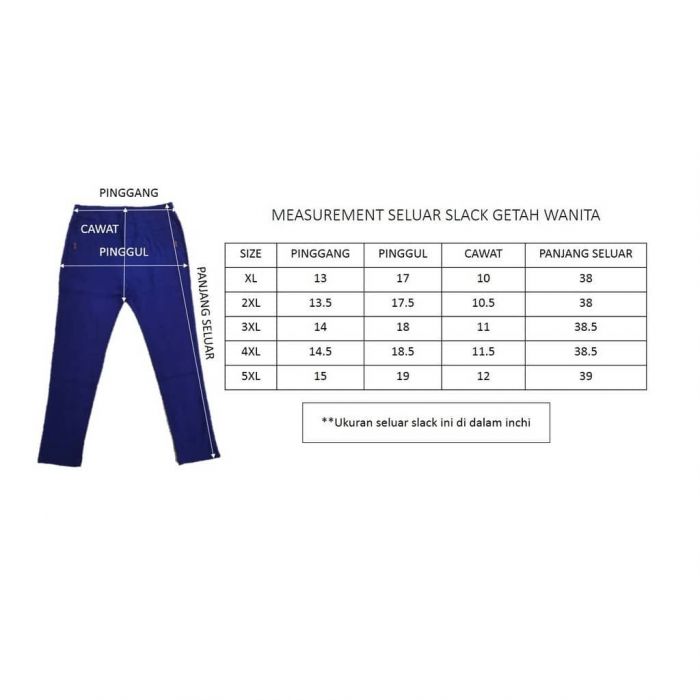 Seluar Slack Getah Wanita Size Xl To 5xl