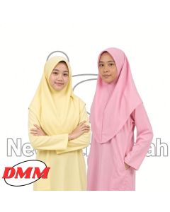Tudung Sekolah Pengawas 2 Lapis Biru Pink Hijau Kuning Ungu 